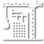 Icono de un edificio y al lado una grúa