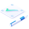 Icono de documento aprobado junto a un bolígrafo