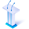 Asiste a Charlas y Seminarios Icono de un podio