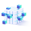 Icono de cubo conformado por mas cubos pequeños