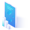 Conoce nuestros productos Icono de una barra estadistica enfrente de una tablet