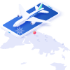 Icono de avión sobre móvil