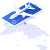 Globaliza tus inversiones Icono de avión sobre teléfono móvil
